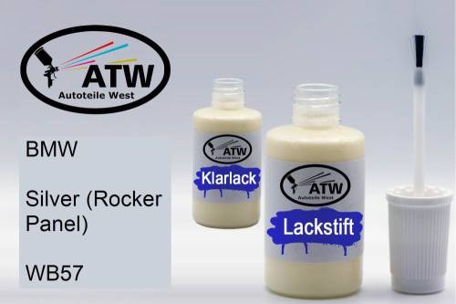 BMW, Silver (Rocker Panel), WB57: 20ml Lackstift + 20ml Klarlack - Set, von ATW Autoteile West.